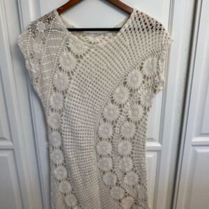 Elegant Cream Crochet Swim Coverup
